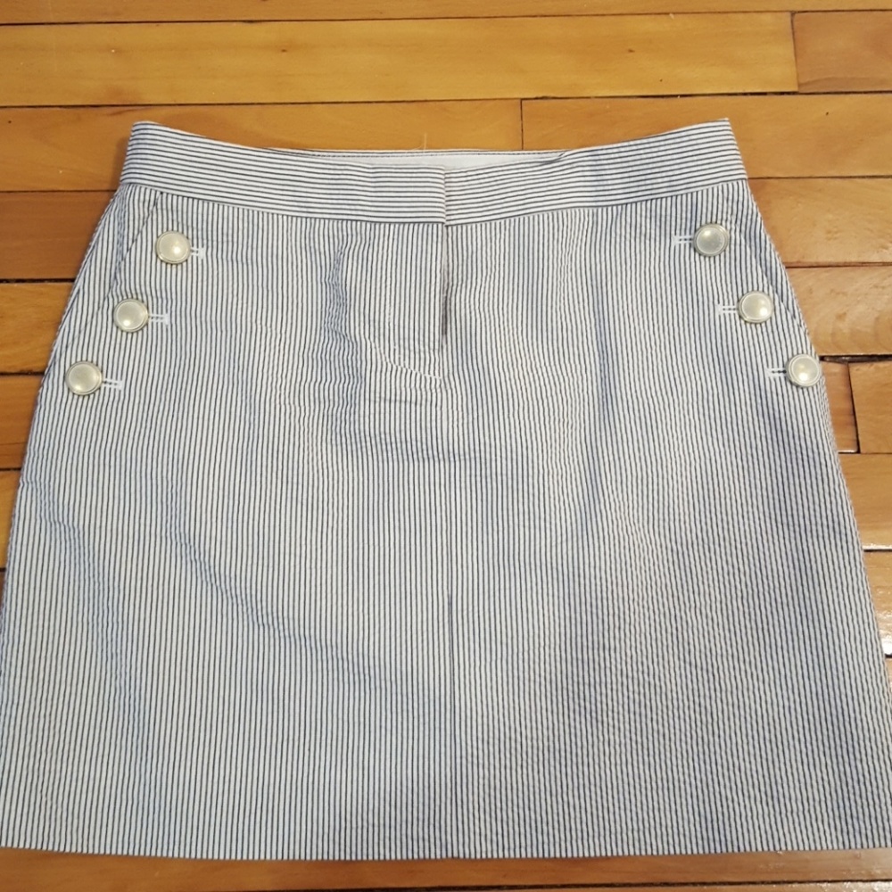 J Crew Size 0 Navy and White Stripe Mini Skirt